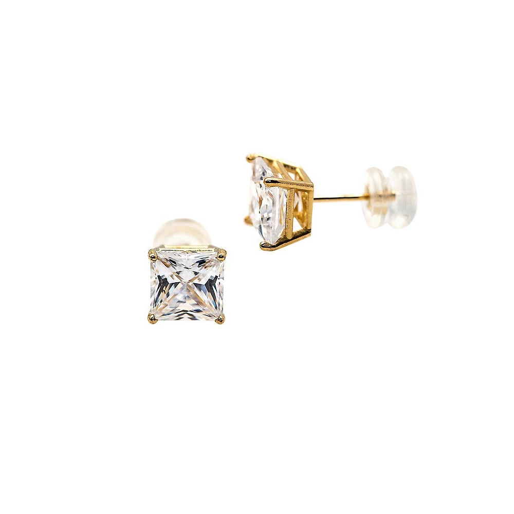 10K Yellow Gold & Cubic Zirconia Stud Earrings