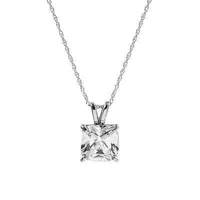 10K White Gold & Cubic Zirconia Pendant Necklace