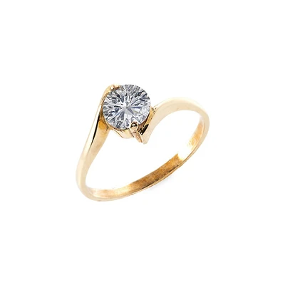 10K Yellow Gold & Cubic Zirconia Solitaire Ring