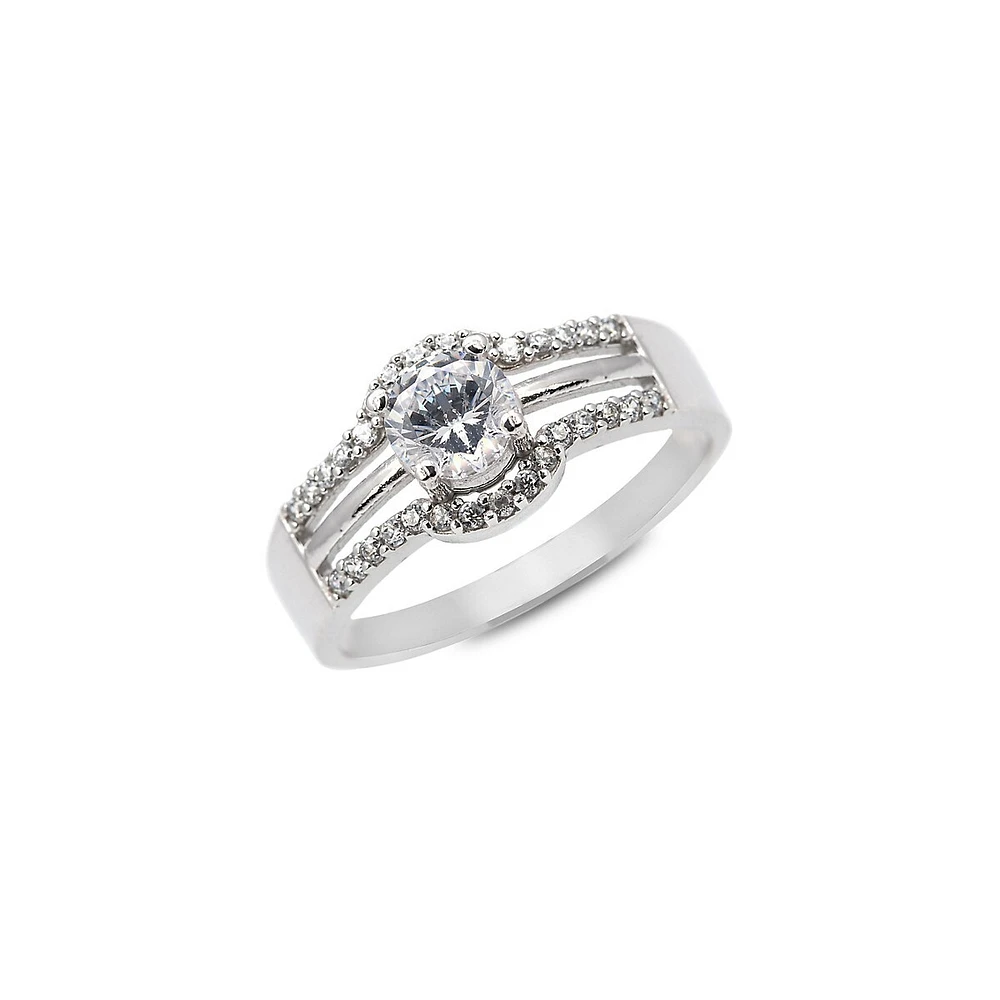 10K White Gold & Cubic Zirconia Ring