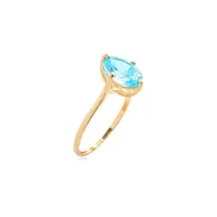 10K Yellow Gold & Blue Topaz Engagement Ring