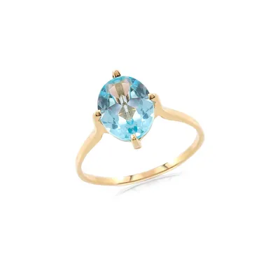 10K Yellow Gold & Blue Topaz Engagement Ring