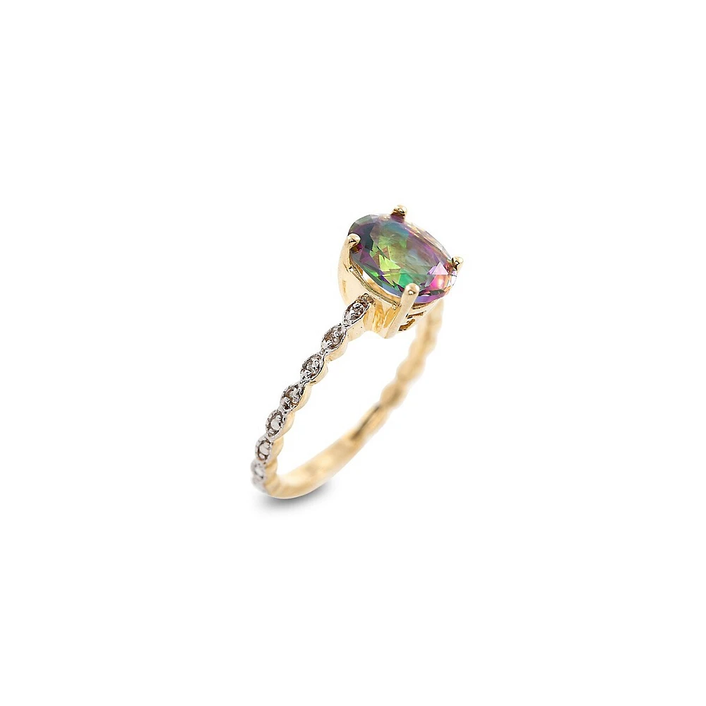 10K Yellow Gold, Mystic Topaz & 0.04 CT. T.W. Ring