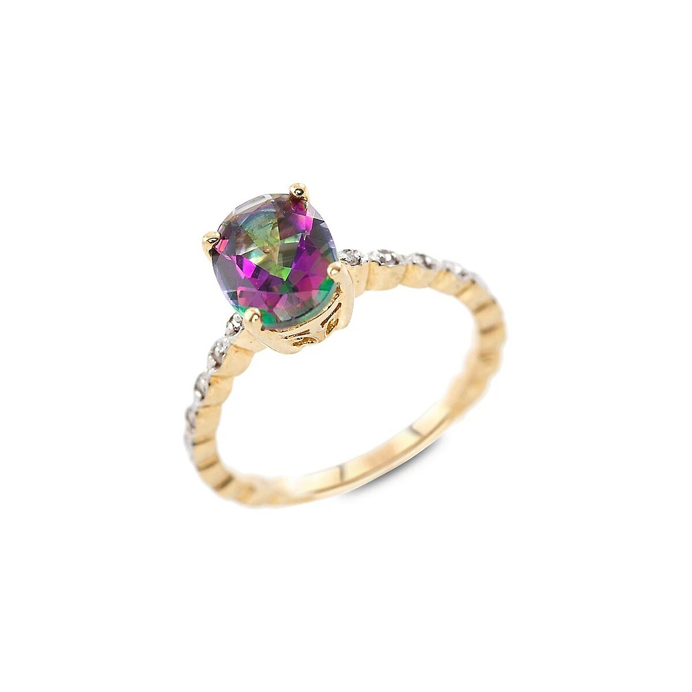 10K Yellow Gold, Mystic Topaz & 0.04 CT. T.W. Ring