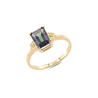 10K Yellow Gold, Mystic Topaz & 0.01 CT. T.W. Diamond Solitaire Ring