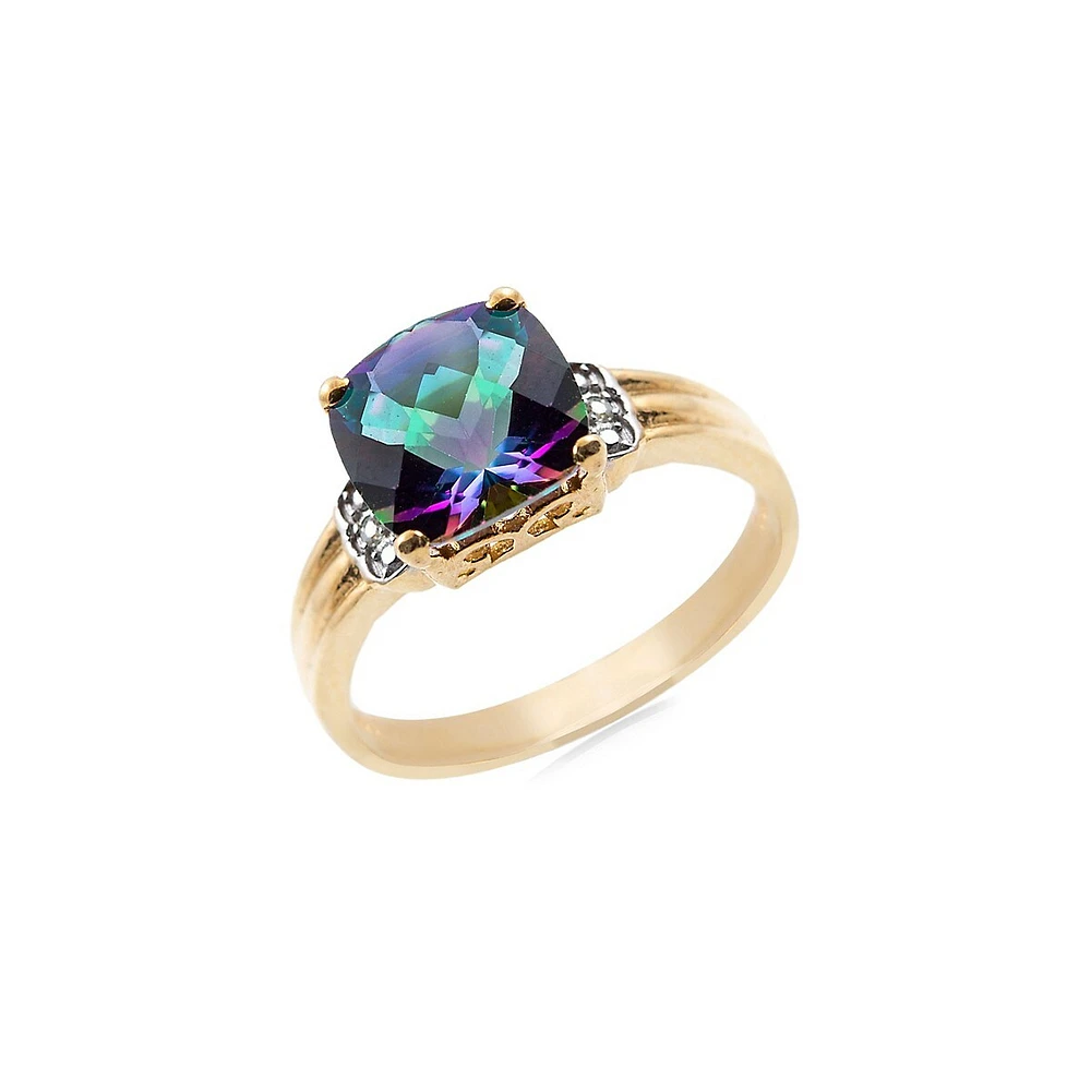 Two-Tone, Mystic Topaz & 0.01 CT. T.W. Diamond Solitaire Ring