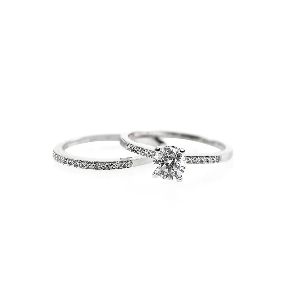 10K White Gold & Cubic Zirconia 2-Piece Bridal Ring Set