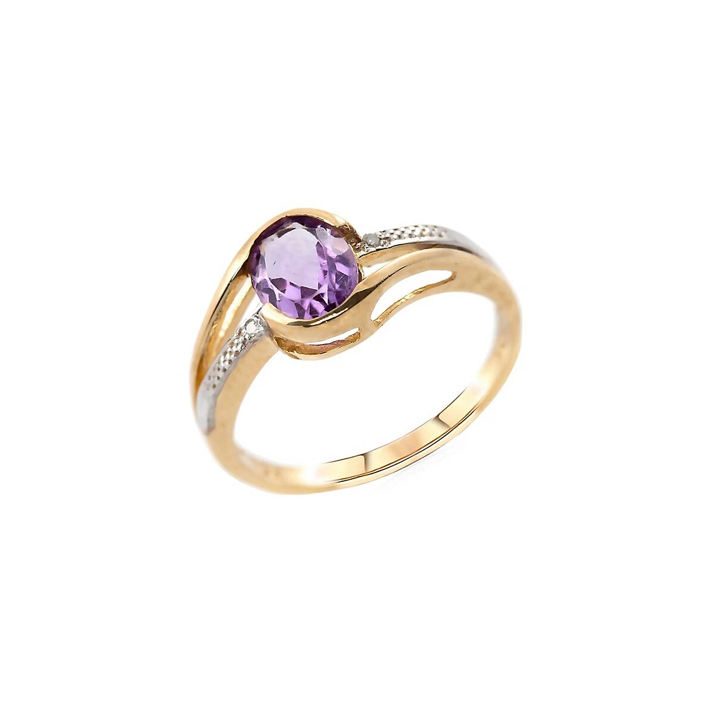 Two-Tone, Amethyst & 0.02 CT. T.W. Diamond Ring