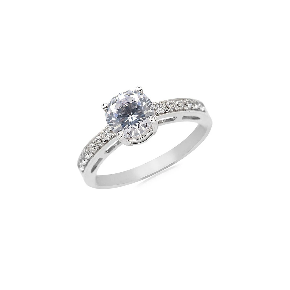 10K White Gold & Cubic Zirconia Ring