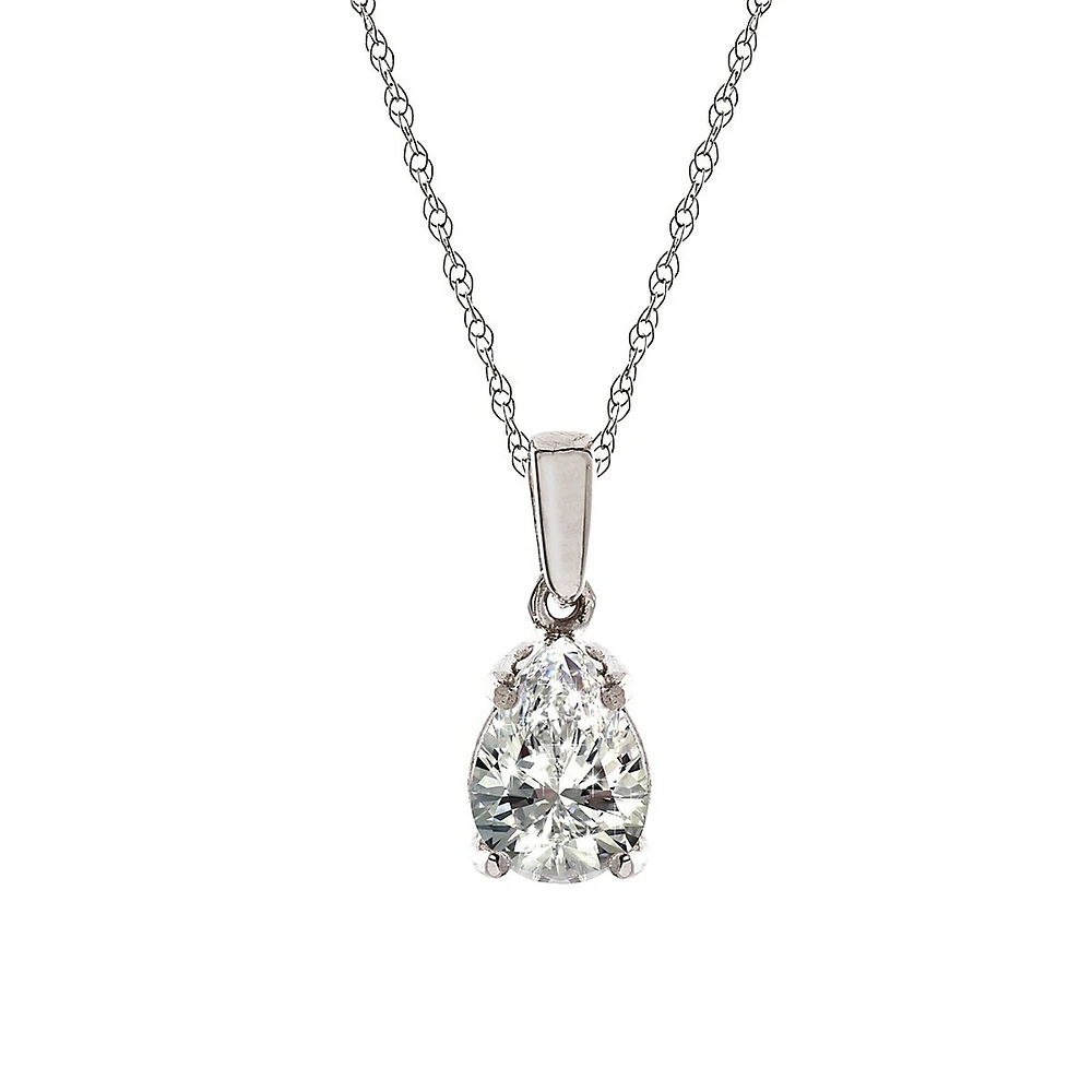 10K Gold & Cubic Zirconia Pendant Necklace