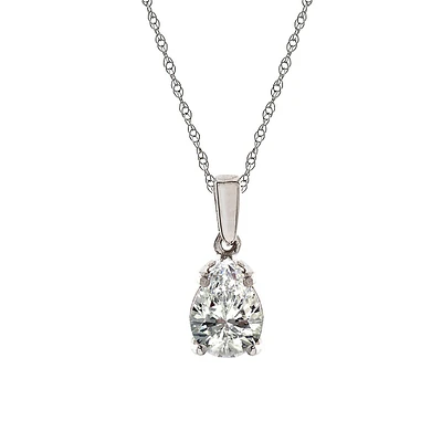 10K White Gold & Cubic Zirconia Pendant Necklace