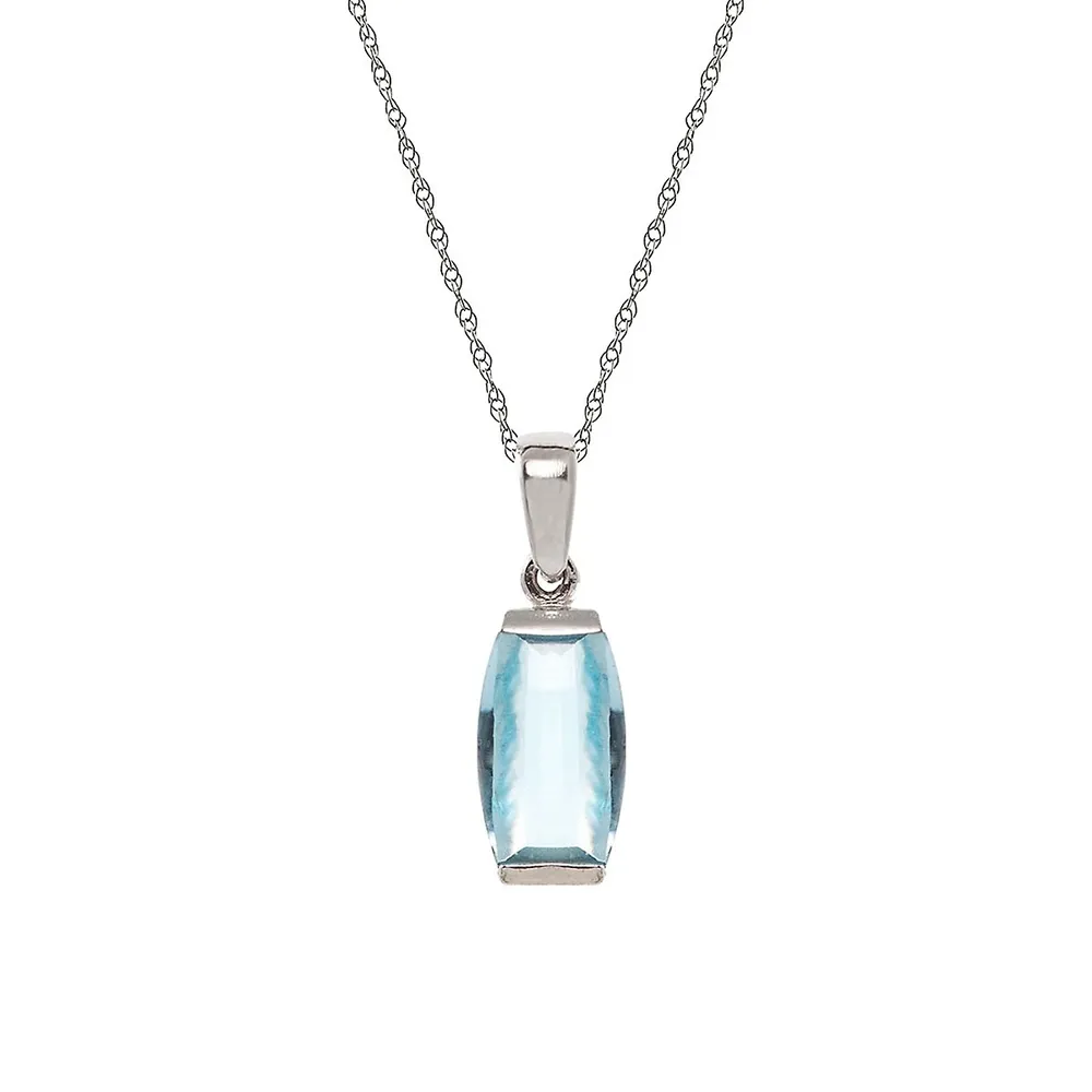 10K Gold & Blue Topaz Pendant Necklace