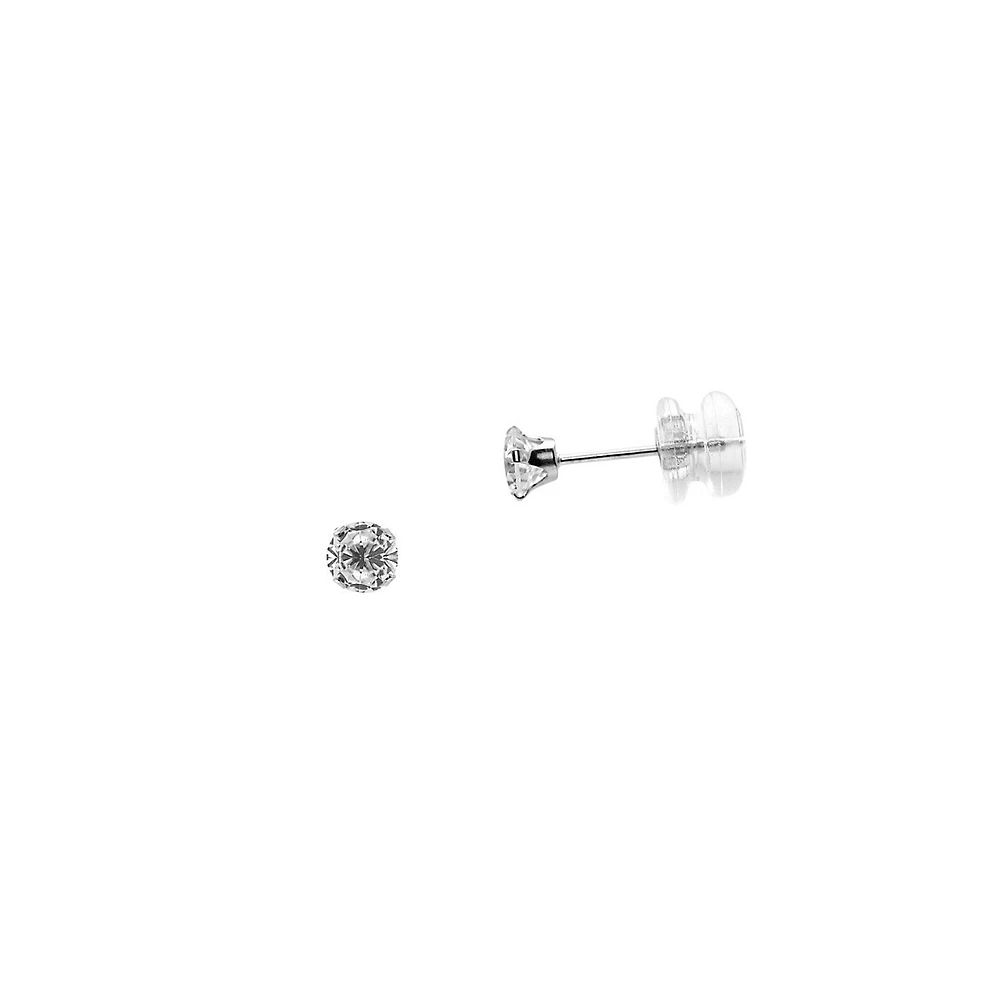 10K White Gold & Cubic Zirconia Stud Earrings