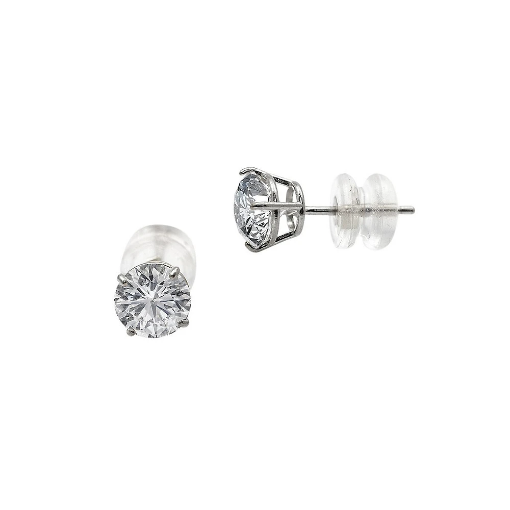 10K White Gold & Cubic Zirconia Stud Earrings