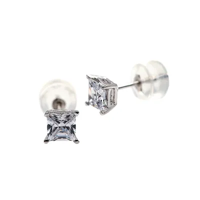 10K White Gold & Cubic Zirconia Stud Earrings