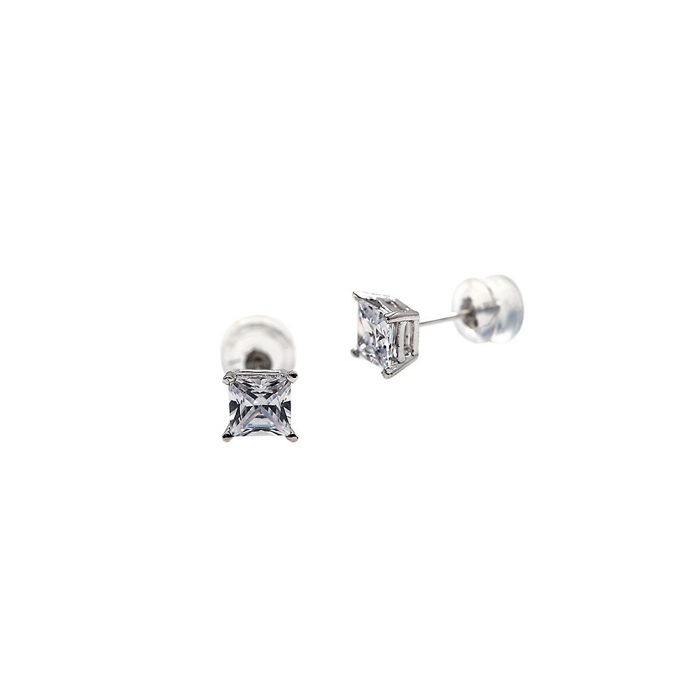 10K White Gold & Cubic Zirconia Stud Earrings