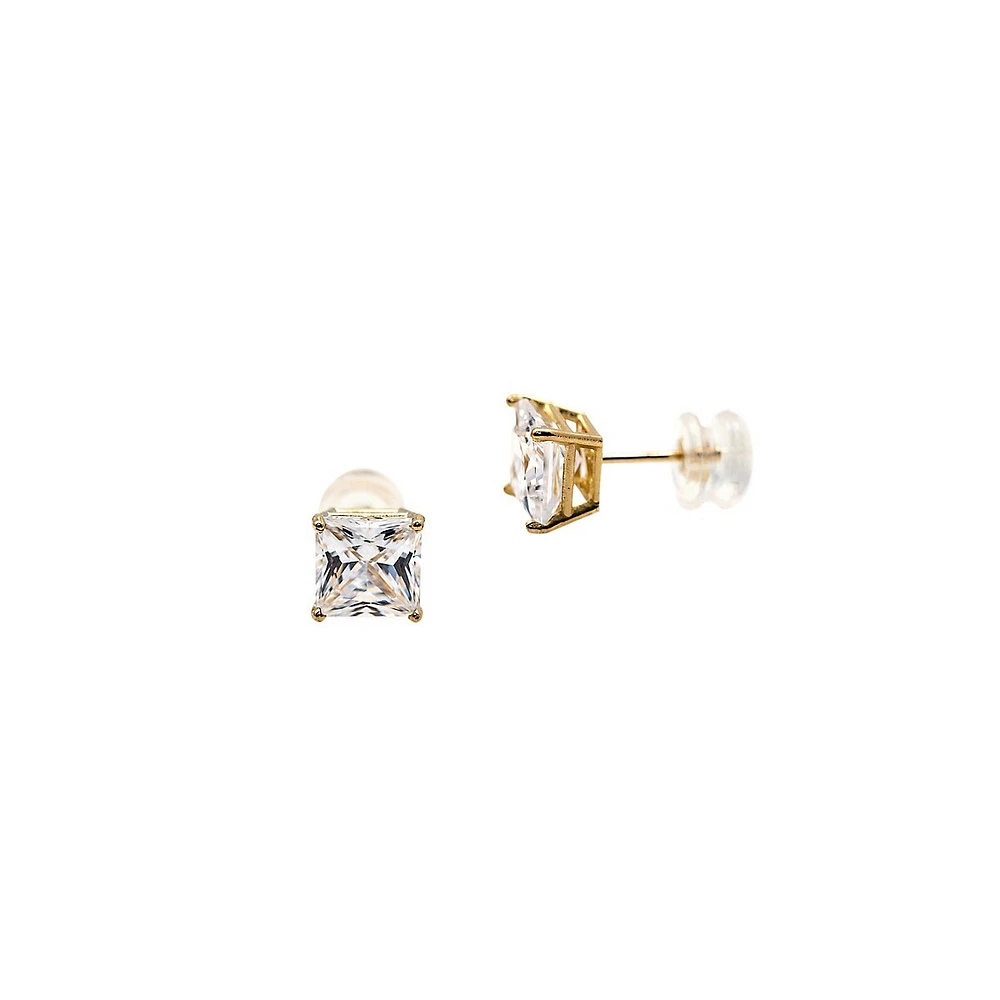 10K Yellow Gold & Cubic Zirconia Stud Earrings