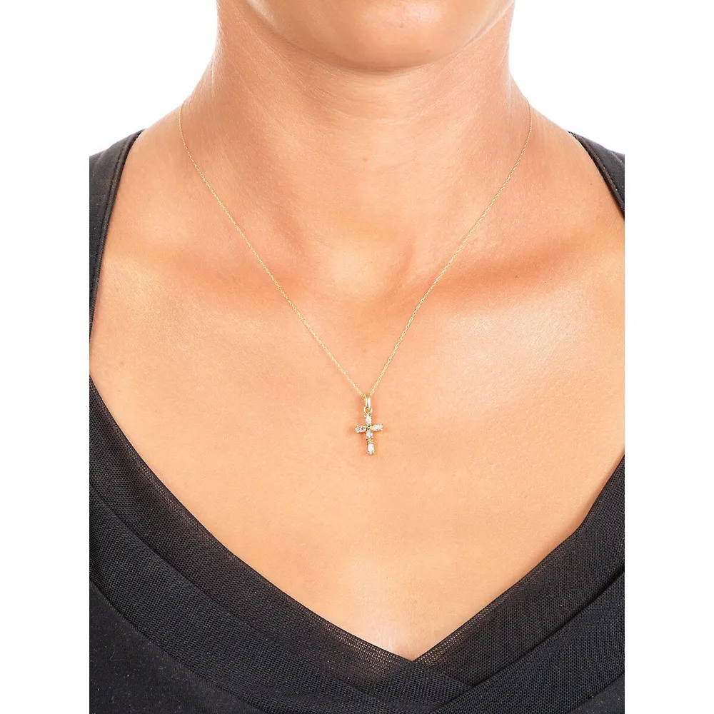 10K Yellow Gold & Cubic Zirconia Pendant Necklace