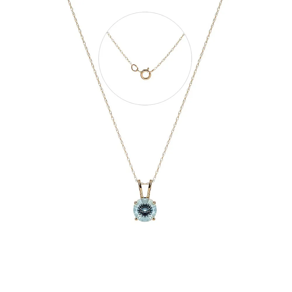 10K Yellow Gold & Blue Topaz Pendant Necklace