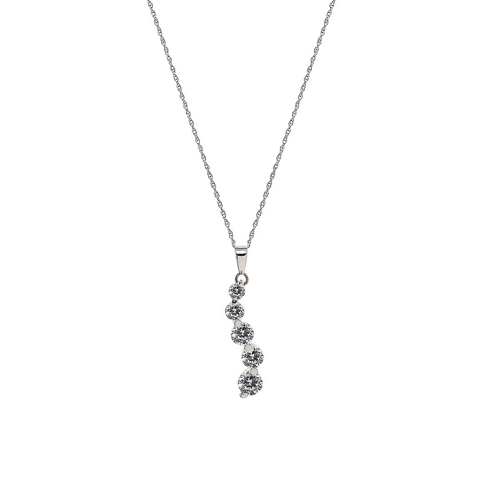 10K White Gold & Cubic Zirconia Pendant Necklace