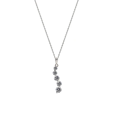 10K White Gold & Cubic Zirconia Pendant Necklace