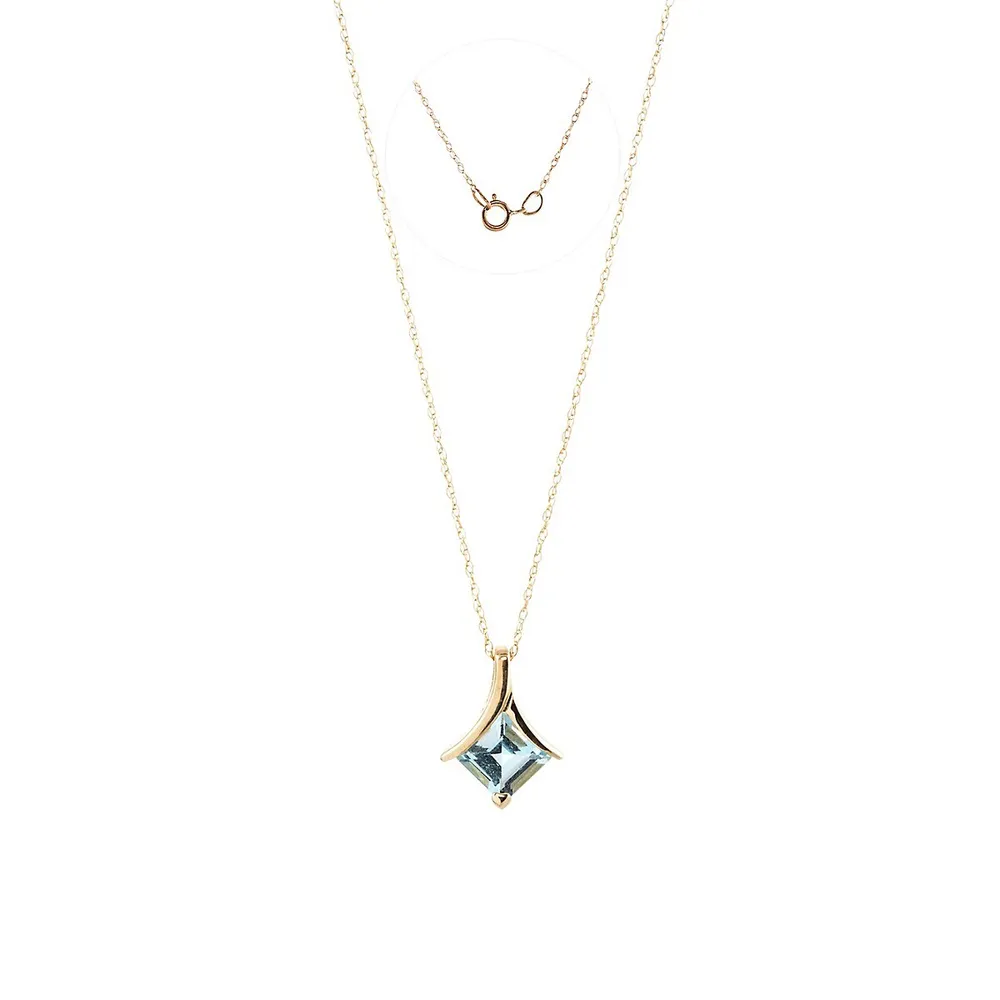 10K Yellow Gold & Blue Topaz Pendant Necklace