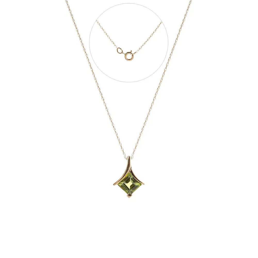 10K Yellow Gold & Peridot Pendant Necklace