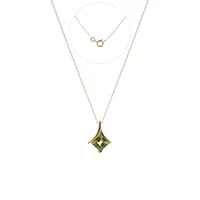 10K Yellow Gold & Peridot Pendant Necklace