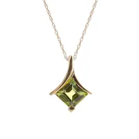 10K Yellow Gold & Peridot Pendant Necklace