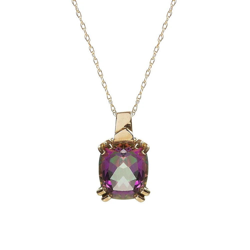 10K Yellow Gold & Mystic Topaz Pendant Necklace