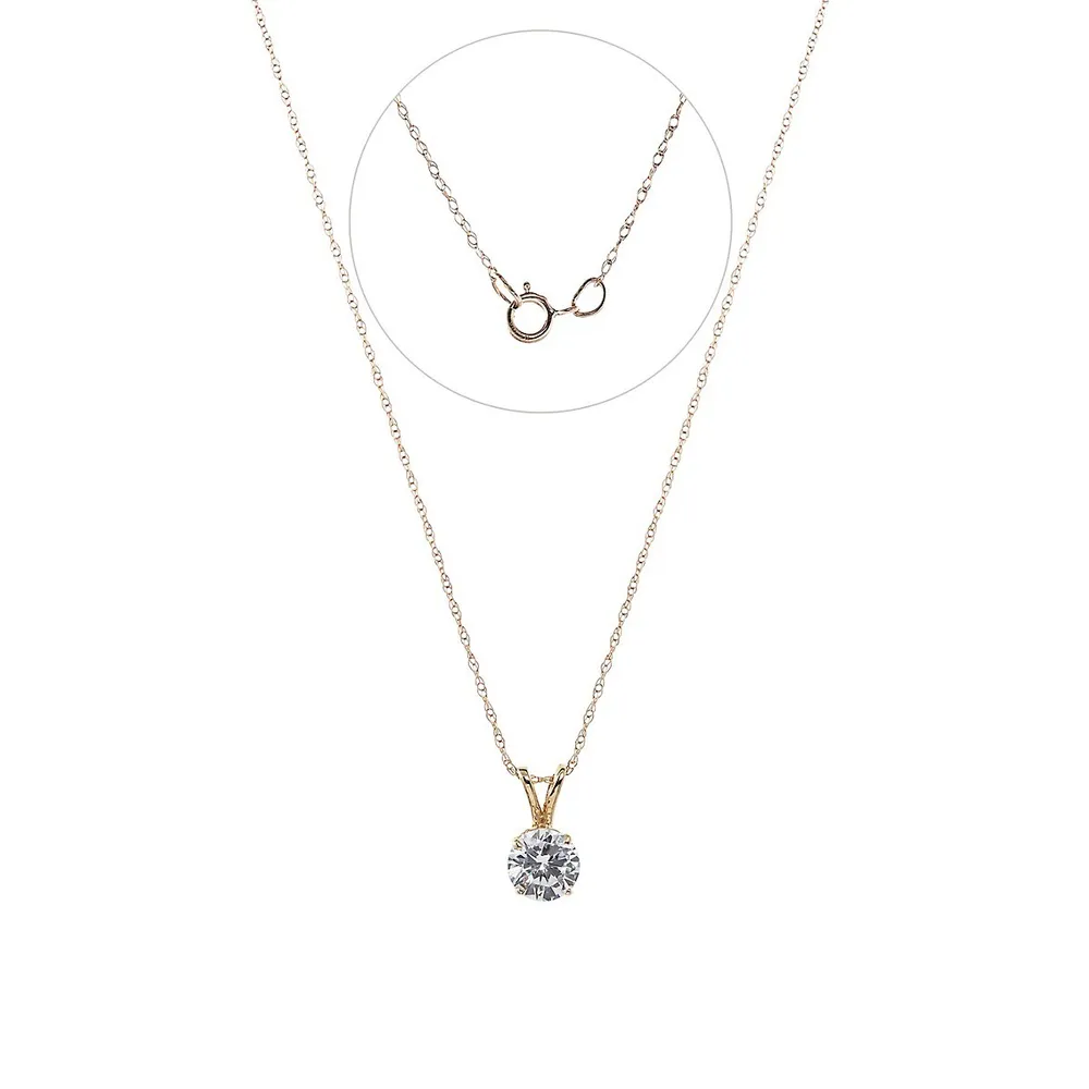 10K Yellow Gold & Cubic Zirconia Pendant Necklace