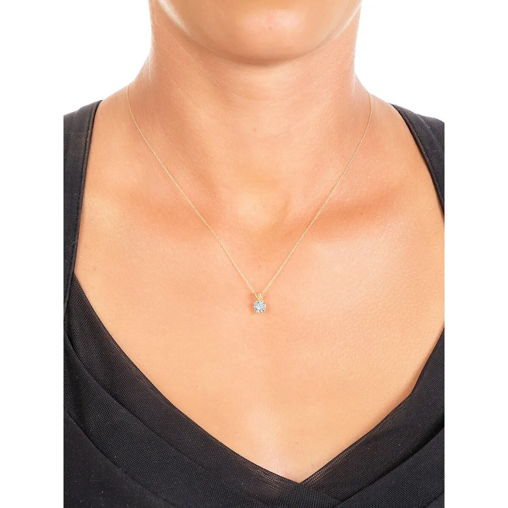 10K Yellow Gold & Cubic Zirconia Pendant Necklace