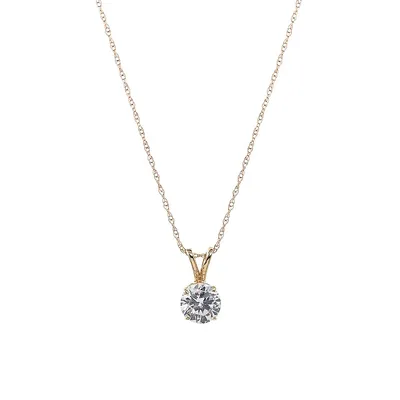 10K Yellow Gold & Cubic Zirconia Pendant Necklace