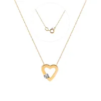 10K Yellow Gold & Cubic Zirconia Open Heart Pendant Necklace