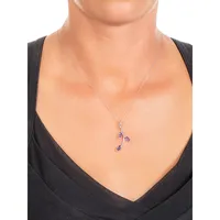 10K White Gold & Amethyst Leaf Pendant Necklace