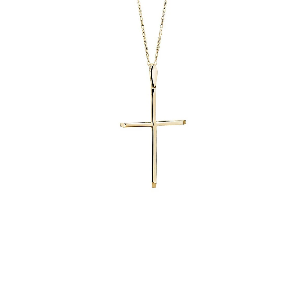 10K Yellow Gold High-Polished Large Cross Pendant Necklace