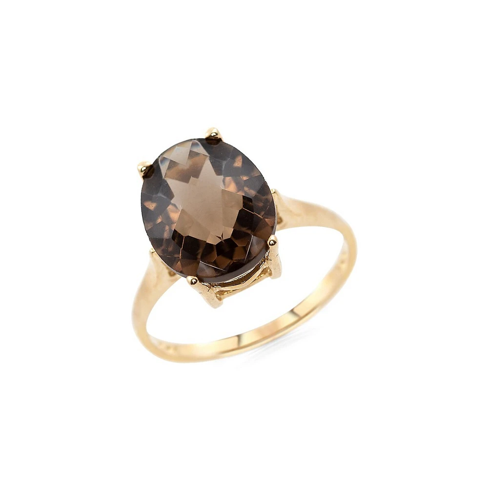 10K Yellow Gold & Smokey Topaz Oval Ring