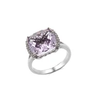 10K White Gold, Amethyst & 0.06 CT. T.W. Diamond Ring