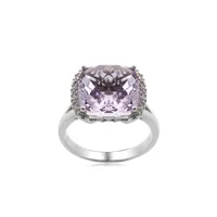 10K White Gold, Amethyst & 0.06 CT. T.W. Diamond Ring