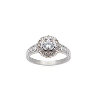 10K White Gold & Cubic Zirconia Halo Ring