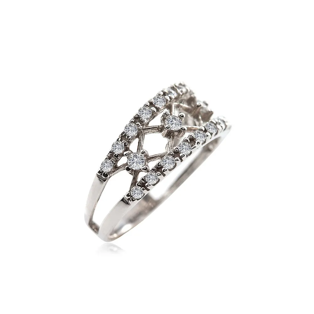 10K White Gold & Cubic Zirconia Openwork Ring