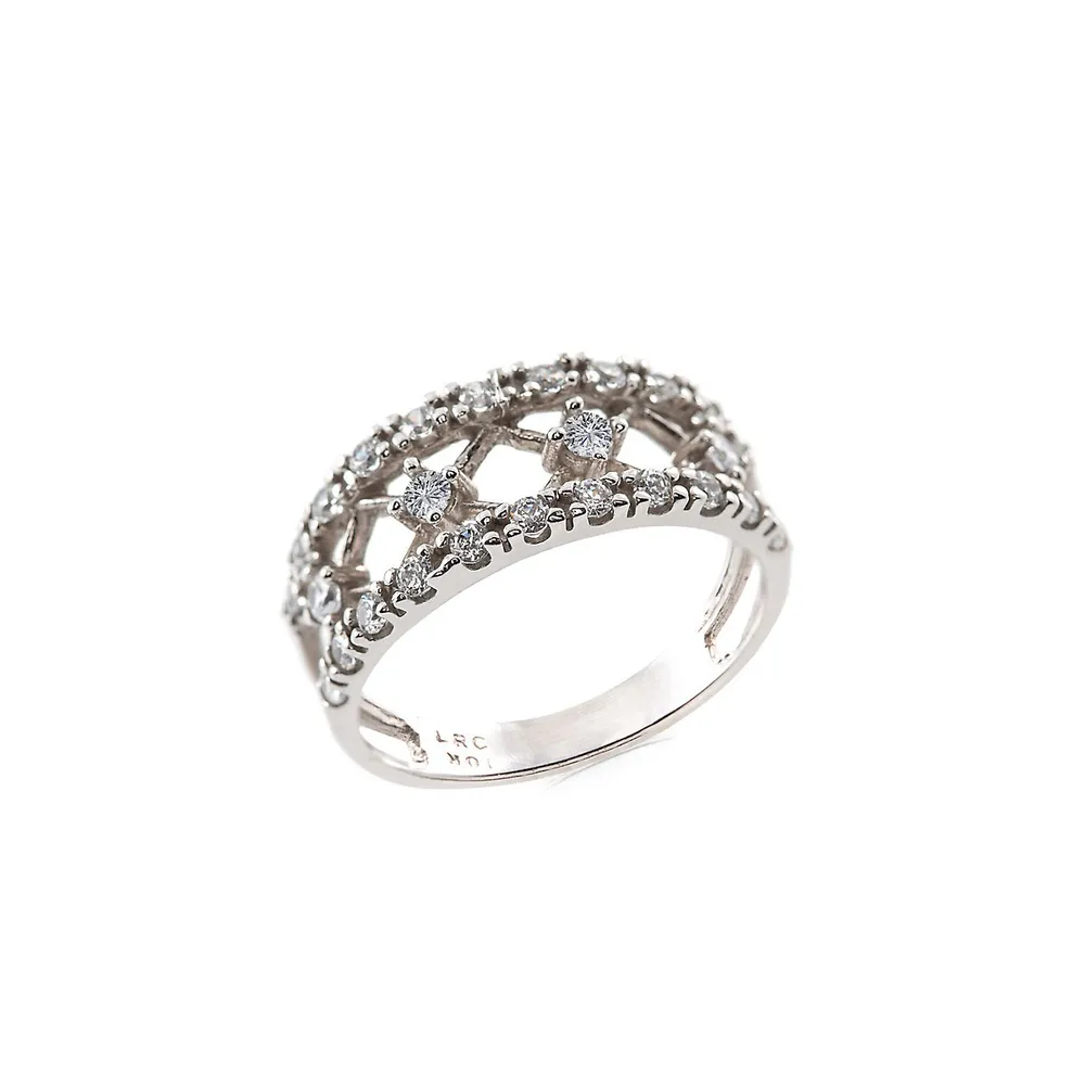 10K White Gold & Cubic Zirconia Openwork Ring