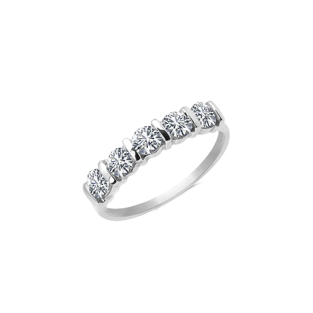 10K White Gold & Cubic Zirconia Half-Eternity Ring