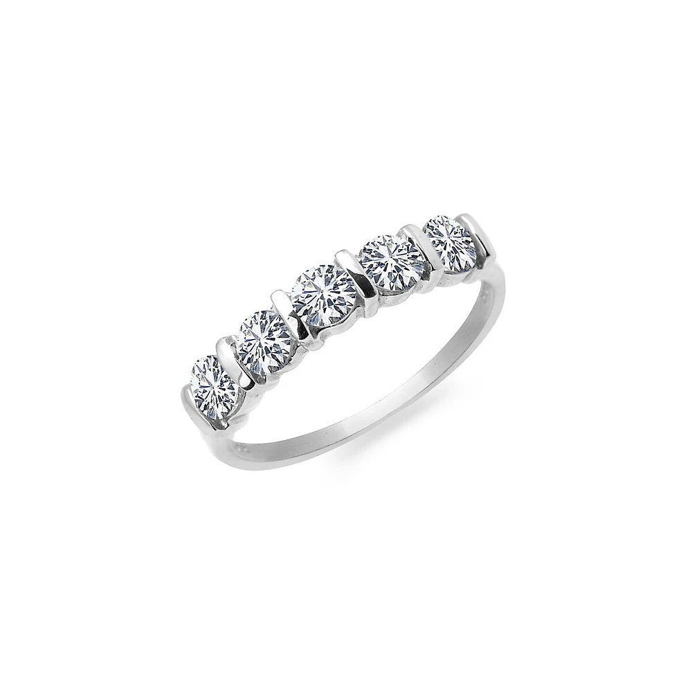 10K White Gold & Cubic Zirconia Half-Eternity Ring