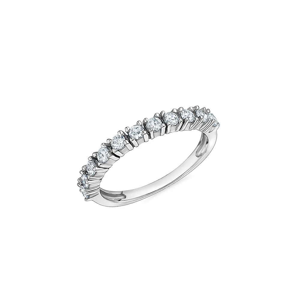 10K White Gold & Cubic Zirconia Half-Eternity Ring