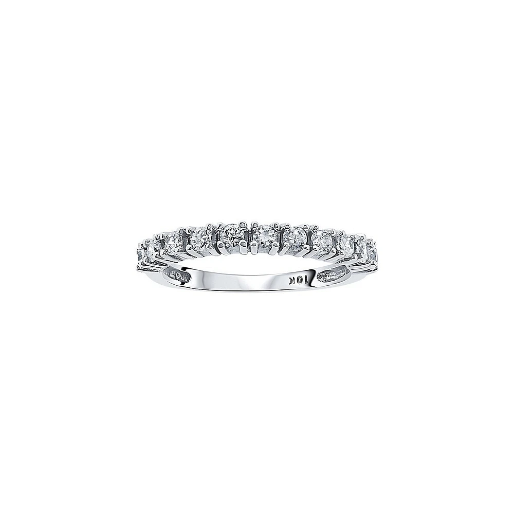 10K White Gold & Cubic Zirconia Half-Eternity Ring