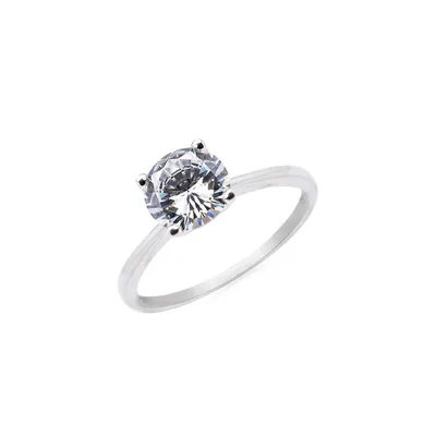 10K Gold Solitaire Cubic Zirconia Ring