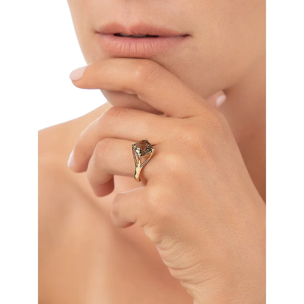 10K Yellow Gold Smokey Topaz Gemstone Ring