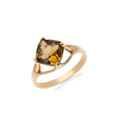 10K Yellow Gold Smokey Topaz Gemstone Ring