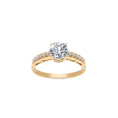 10K Yellow Gold & Cubic Zirconia Centre Stone Ring